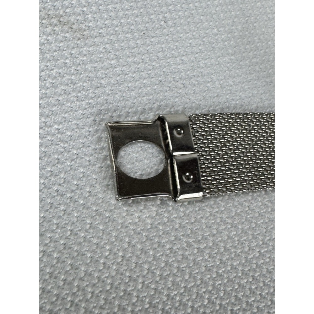 Vintage‎ Silver Tone Mesh Bracelet Blue Rhinestone Oval Filigree Clasp - Picture 10 of 10